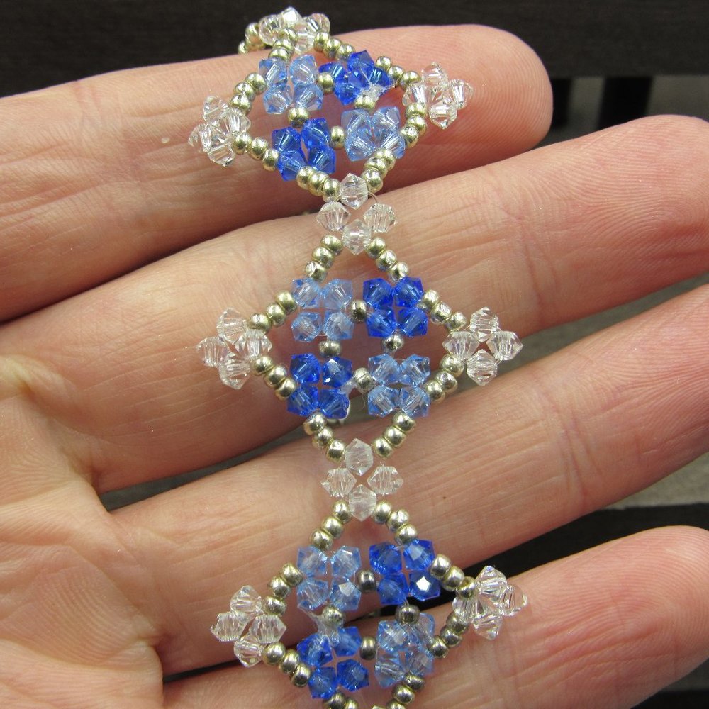 8" Sterling Silver Crystal Diamond Pattern Bracelet Vintage
